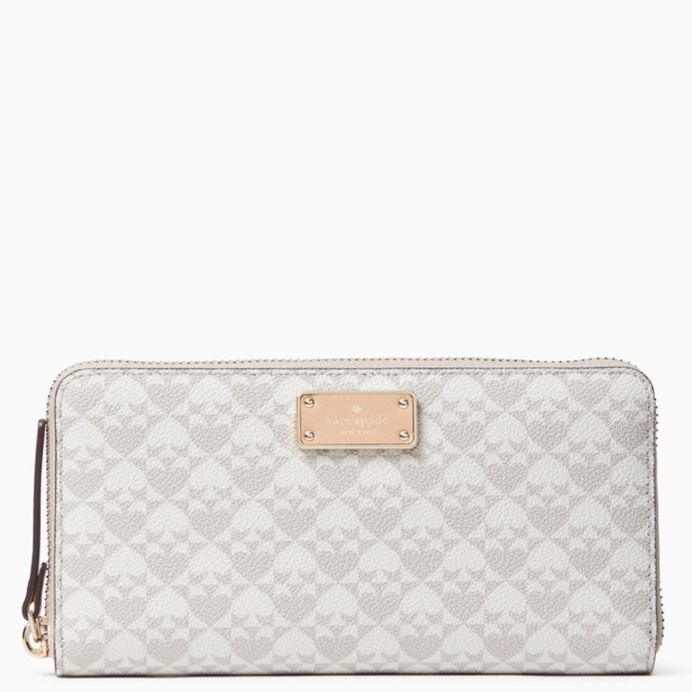 Kate Spade New York Women Penn Place Embossed Neda Zip Around Wallet Grey Dawn